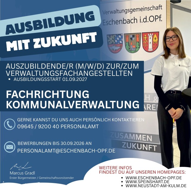 Wir suchen eine/n Auszubildende/r ab September 2027 in der VG-Eschenbach