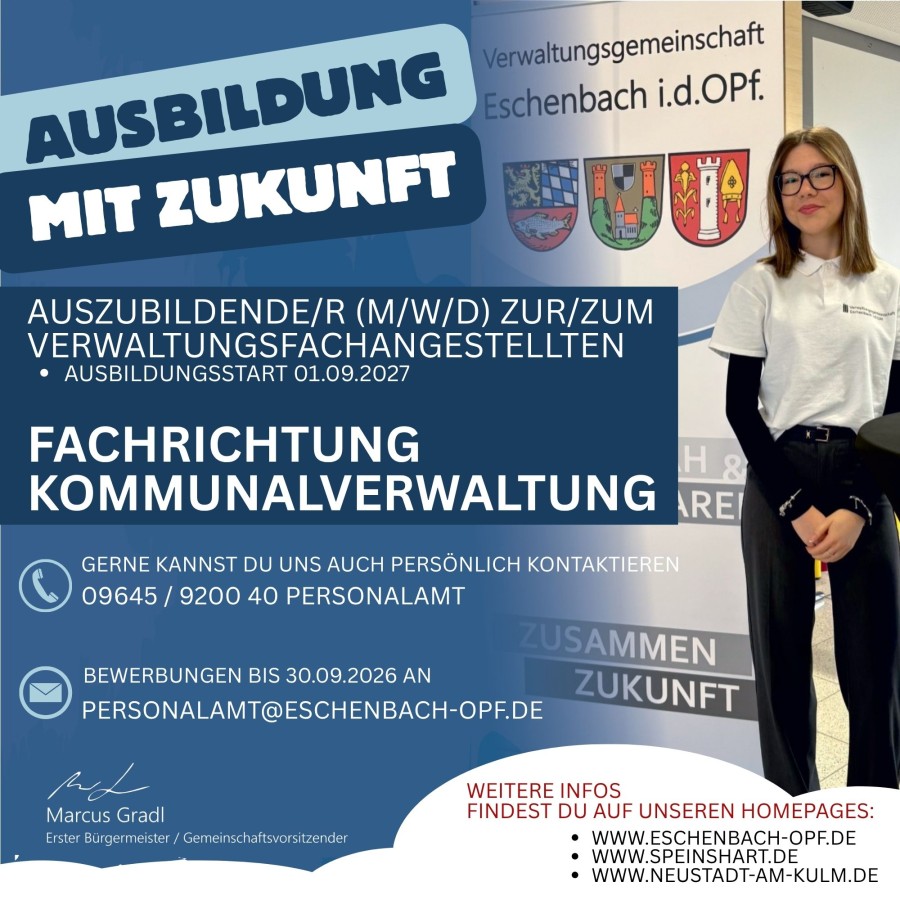Wir suchen eine/n Auszubildende/r ab September 2027 in der VG-Eschenbach