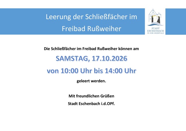 Leerung der Schließfächer im Freibad Rußweiher